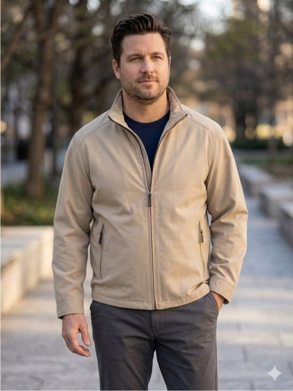Marc Jacobs Men 3XLKhaki Tan Softshell lightweight Zip Jacket Pockets